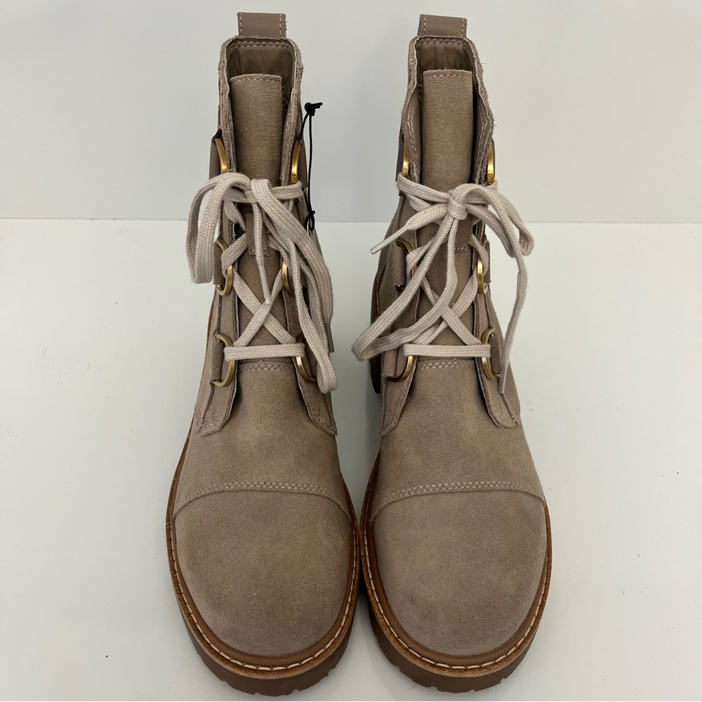 Sorel Joan Now Lace-Up Boots Tan Suede Waterproof Lug Sole Size 10 NWOB - Picture 6 of 13